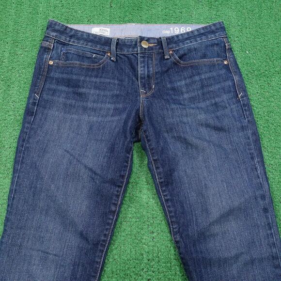 Gap 1969 Jeans Womens 10 Blue Real Straight Dark Wash Stretch Ankle 30/10A Denim - Picture 2 of 9